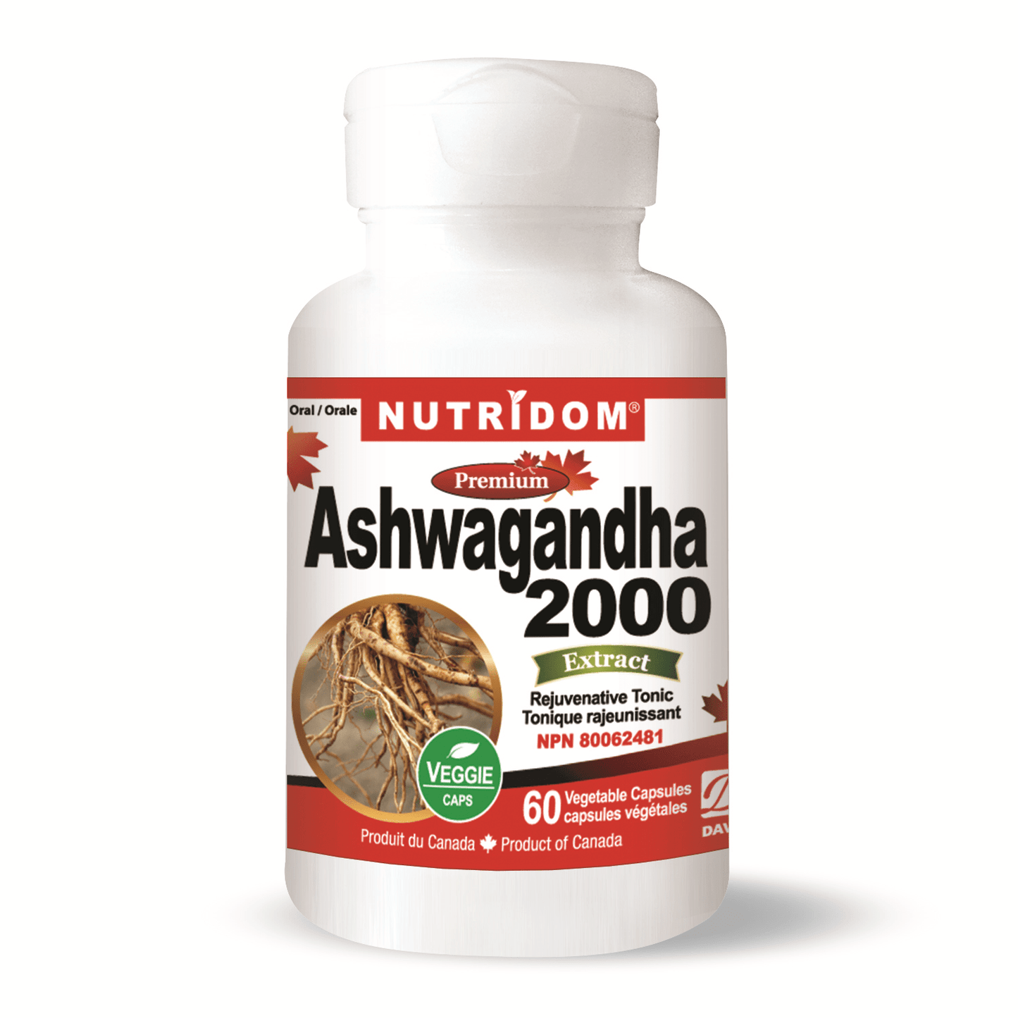 Ashwagandha by Nutridom - Adaptogen supplement for stress response, mood, and memory support, available at Bulk Food Warehouse